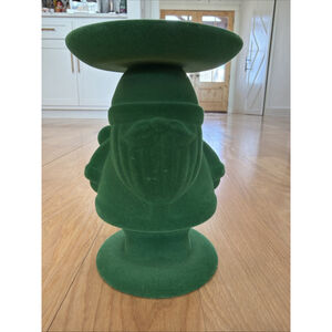 Bath & Body Works Green Flocked Santa Pedestal 3 Wick Candle Holder Christmas
